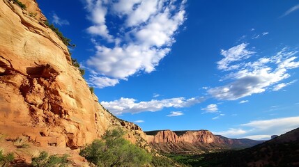 Poster - Breathtaking rock formations under a blue sky with clouds showcasing nature's rugged beauty : Generative AI