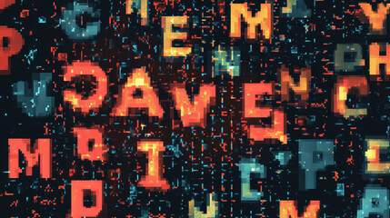 Leinwandbilder - Pixel retro font computer game design vector illustration