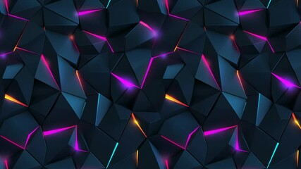 Poster - Seamless looping video pattern of geometric fragments with multicolor glowing accents.