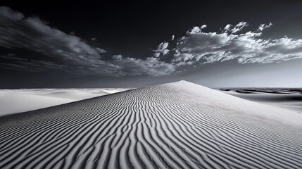 Aufkleber - Stunning view of a vast desert landscape under a dramatic sky with rolling sand dunes and clouds : Generative AI