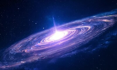 Wall Mural - Ethereal space backdrop with stars, galaxies, and a glowing nebula in deep blue and purple hues, mysterious and captivating, ideal for inspiring text