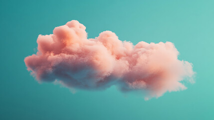 Poster - Soft peach cloud against teal backdrop, creating serene, dreamy atmosphere, ideal for calming or whimsical design concepts
