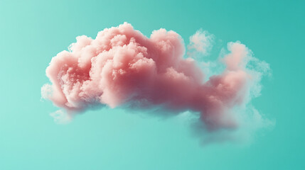Poster - Pink cloud formation against a teal sky, showcasing a soft, fluffy texture.  Suggests dreamlike, ethereal beauty or whimsical mood