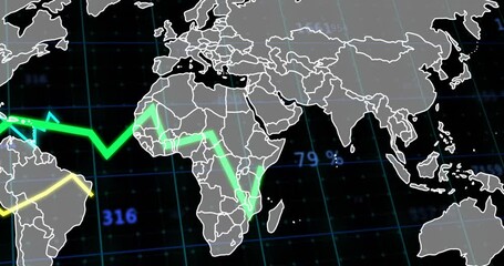 Poster - Green line graph animation over world map highlighting Africa and Europe