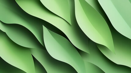 Fototapete - Fresh eco-friendly background featuring layered tropical leaves and vibrant green tones in a paper art style showcasing a natural aesthetic