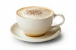 © Larysa - Cappuccino in white cup on saucer with cinnamon. AI image