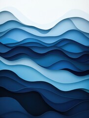 Fototapete - Dynamic abstract design featuring layered water waves in deep blue hues with smooth gradients and elegant ripple effects