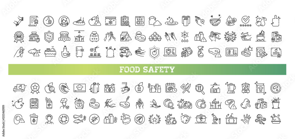 Set of outline food safety icons Stock Vector | Adobe Stock