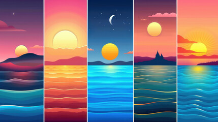 Poster - A sleek vector set featuring black sunrise icons, perfect for adding a touch of elegance to your designs.