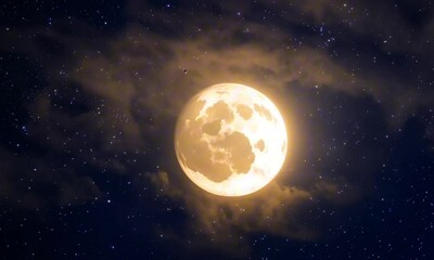 Wall Mural - A dramatic celestial eclipse with the sun’s golden rays peeking out from behind the moon, surrounded by a star-studded sky