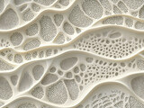 Intricate ivory texture with seamless organic patterns and perforated details creates mesmerizing abstract background. design evokes sense of natural elegance and complexity