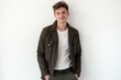 © ThomasLENNE - Half-Length (Waist-Up) portrait of young stylish smiling Liechtensteiner male model in vintage wear isolated on pure white background looking at camera