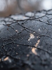 Aufkleber - Detailed view of cracked surface texture symbolizing decay and nature through abstract perspective : Generative AI