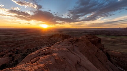 Poster - Mesmerizing sunset over rugged landscape capturing the beauty of nature and dramatic skies : Generative AI