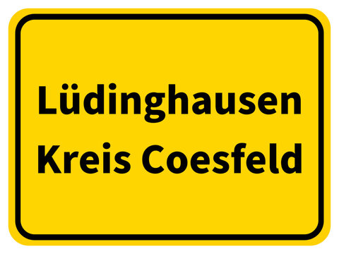 Illustration eines Stadteingangsschildes von Lüdinghausen, einer Gemeinde des Kreises Coesfeld
