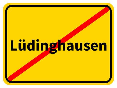 Illustration eines Stadtausgangsschildes von Lüdinghausen, einer Gemeinde des Kreises Coesfeld