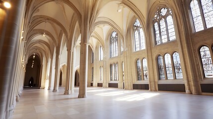 Poster - Stunning Gothic Architecture with Majestic Arches and Large Windows in a Grandeur Hall : Generative AI
