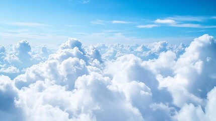 Leinwandbilder - Fluffy white clouds across a stunning blue sky creating a peaceful and serene atmosphere for mindfulness : Generative AI