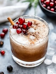 Aufkleber - Delicious holiday cocktail garnished with cranberries and cinnamon perfect for festive gatherings : Generative AI