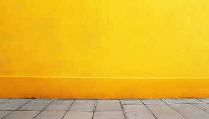 Leinwandbilder - Bright yellow wall casting shadows in a sunlit urban environment during afternoon hours