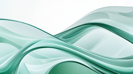 Poster - Flowing Teal Elegance Abstract Waves on White.