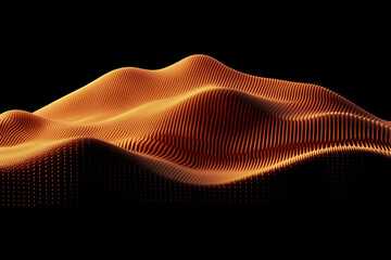 Fototapete - Abstract Technology Background with Particle Mesh Waves in Vibrant Orange Tones