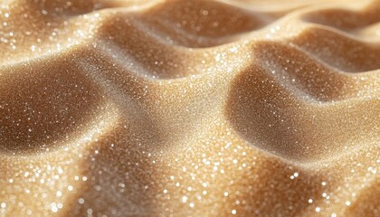Aufkleber - Golden sand glimmers under sunlight, showcasing the texture and beauty of a tranquil beach landscape