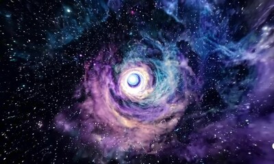 Wall Mural - A swirling vortex of deep-space stars and colorful cosmic clouds, creating a sense of time travel and infinite motion