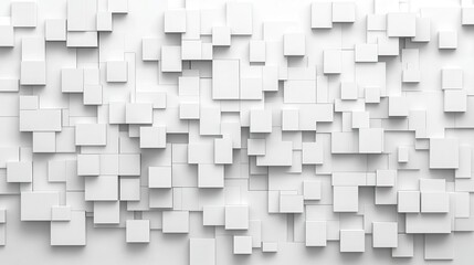 Poster - Abstract 3D White Cubes Background Texture Design.