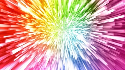 Poster - Rainbow Zoom Burst Vibrant 3D Abstract Light Speed.