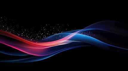 Poster - Vibrant Abstract Flowing Waves on Dark Background.