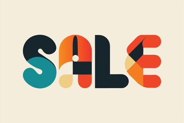 Poster - Vector illustration of the word sale designed with vibrant colors and minimal shapes, suitable for a promotional campaign or advertisement
