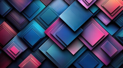 Poster - Colorful 3D Square Pattern  Abstract Geometric Background.