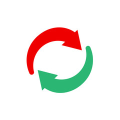 Leinwandbilder - Up and down green and red arrows that showing rising and falling trends of the market. Vector illustration.	
