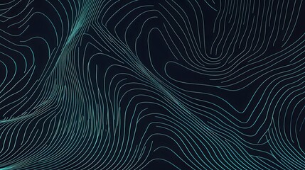 Poster - Flowing Teal Lines Abstract Digital Art Background.