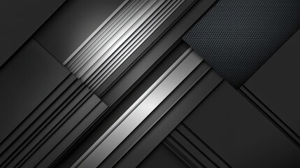 Poster - Dark Geometric Abstract Background Metallic Lines  Shadows.