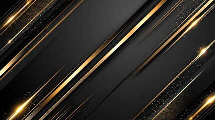 Poster - Luxurious Black  Gold Diagonal Lines Abstract Background.