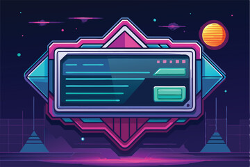 Poster - Innovative vector illustration of a futuristic card design with vibrant colors and minimalistic style on a dark background