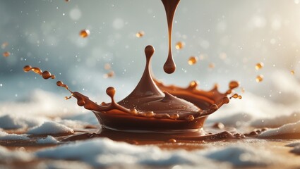 Poster - Chocolate splatter on a white backdrop.