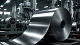 Cold rolled steel sheet on a plate rolling machine in a manufacturing facility.