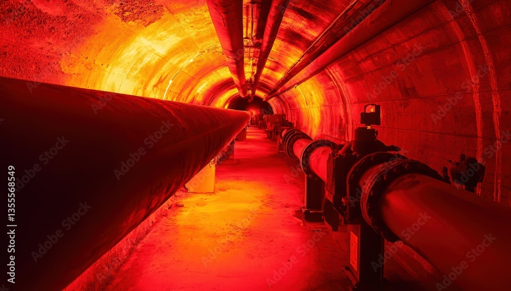 Thermal vision analysis of carbon-rich gas flow industrial tunnel image ...