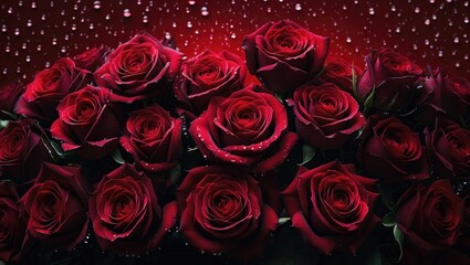 Poster - dark red background with droplets
