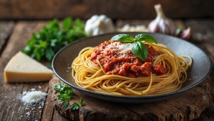 Aufkleber - Tasty spaghetti recipe featuring essential ingredients.