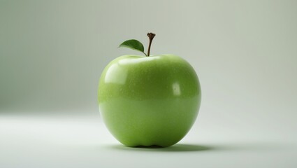 Aufkleber - Delicious green apple, set against a white background.