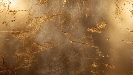 Poster - Elegant gold foil texture with a distressed finish for luxurious design. Abstract metallic surface with scratches and smudges. Versatile golden background for creative projects.