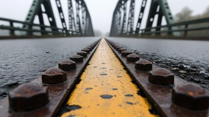 Poster - Close-up of road expansion joints on a large bridge, allowing flexibility and durability in structure.
