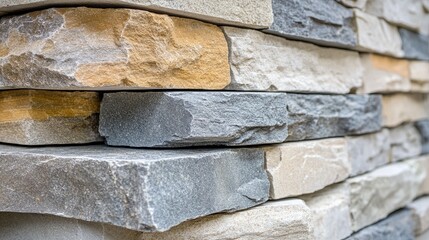 Poster - Collection of decorative stone veneer panels, neatly stored in a showroom, representing modern cladding solutions.