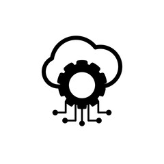cloud icon with gear, simple flat style, illustration, logo sign symbol pictogram template, for ui or ux isolated on white for mobile app, editable
