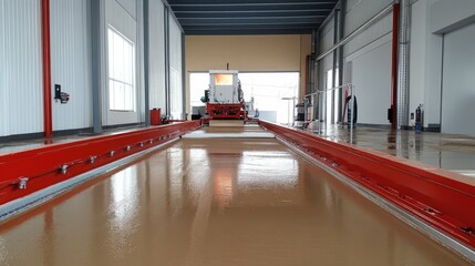 Poster - High-tech concrete pouring system using laser-guided precision technology.