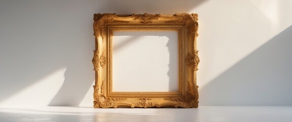 Poster - Antique golden frame set against a white background.